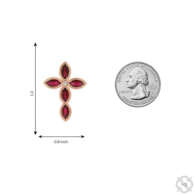 14K Gold Divine Scarlet Marquise Cross, photo 7 of 7