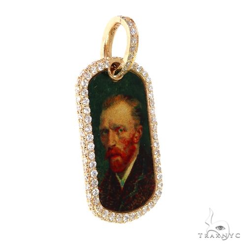 14K Gold Dog Tag Diamond Frame Photo Pendant, photo 2 of 6