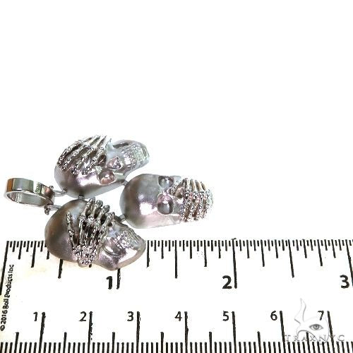 .925 Silver See No Evil, Hear No Evil, Speak No Evil Skull Pendant 67697 - Image 7