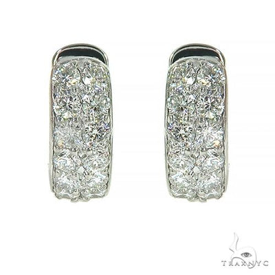 Double Row Diamond Hoop Huggie Earrings 66952 - Image 1
