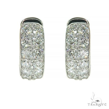 Double Row Diamond Hoop Huggie Earrings 66952 - Image 1
