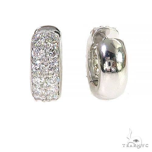 Double Row Diamond Hoop Huggie Earrings 66952 - Image 3