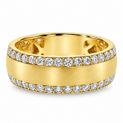 Dual Row Mens 14K Gold Wedding Ring 18515