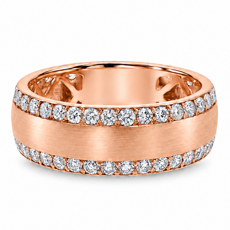 Dual Row Mens 14K Gold Wedding Ring, view 3