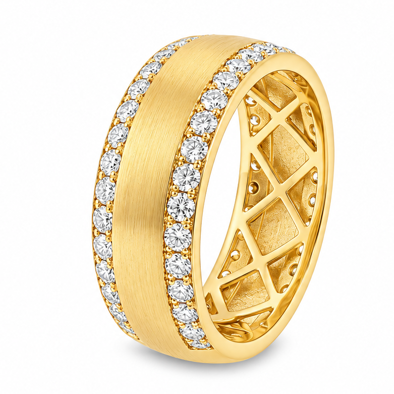 Dual Row Mens 14K Gold Wedding Ring, view 5