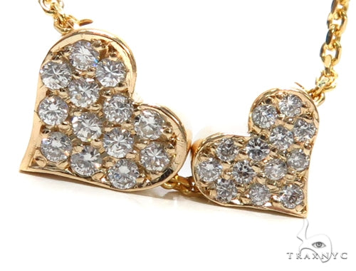 Double Cute Heart Diamond Necklace 40808 - Image 3