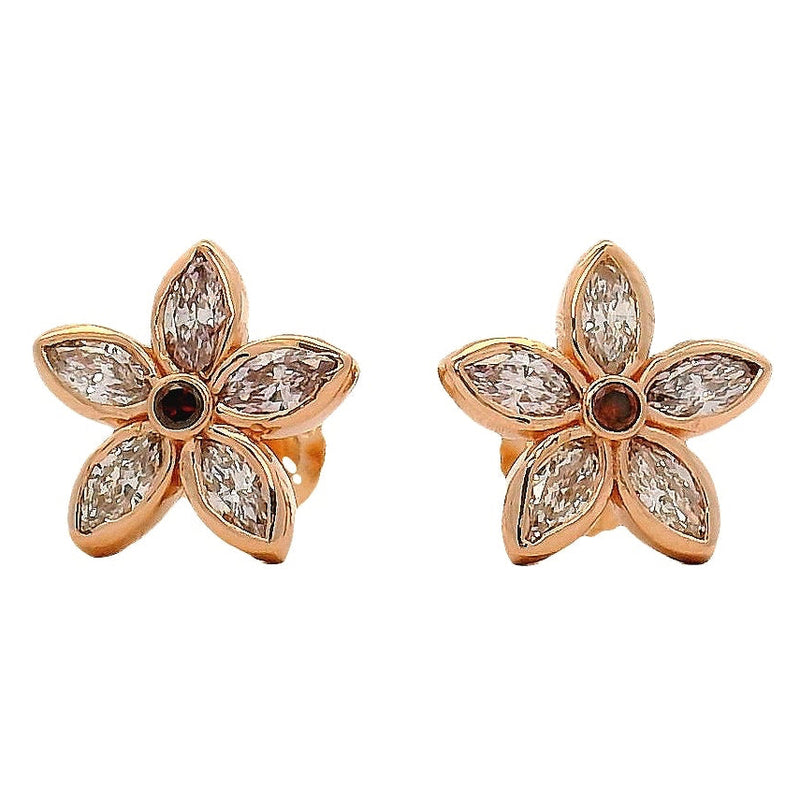 14K Rose Gold Marquise Flower Cluster Earring 71003