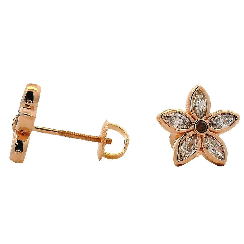 14K Rose Gold Marquise Flower Cluster Lab-Grown Diamond Earring, photo 2 of 5
