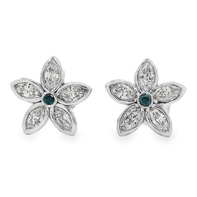 14k White Gold Marquise Flower Cluster Earring 71002