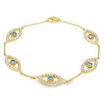 Evil Eye Bracelet With Blue & White Diamonds