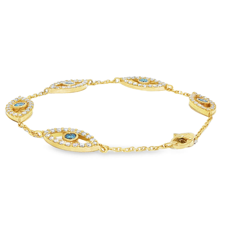 Evil Eye Bracelet With Blue & White Diamonds