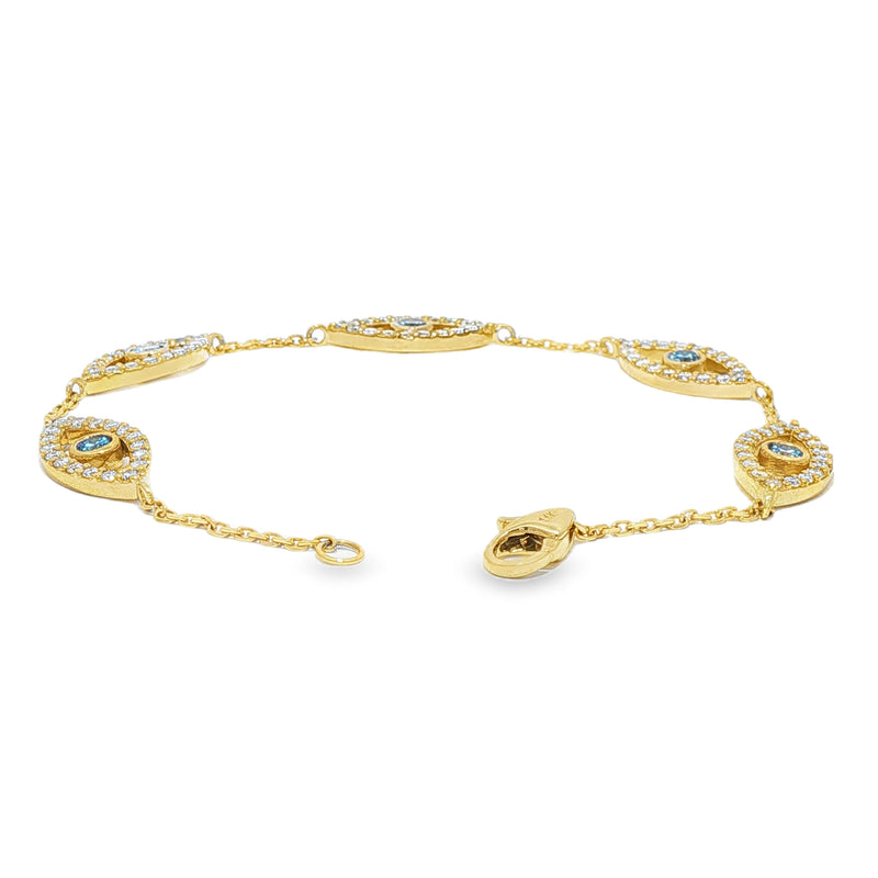 Evil Eye Bracelet With Blue & White Diamonds