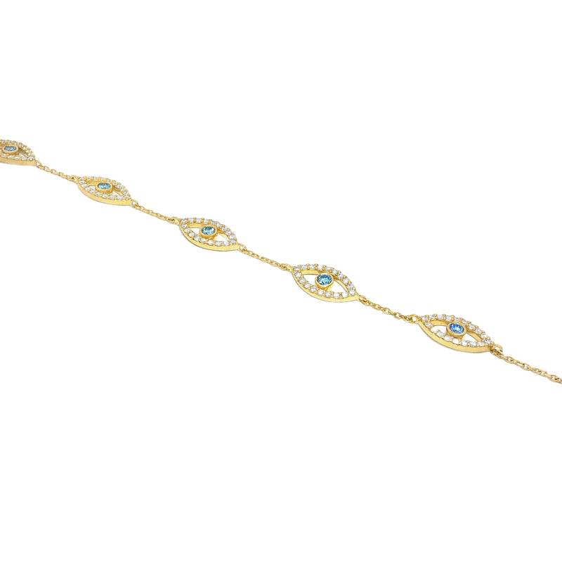 Evil Eye Bracelet With Blue & White Diamonds