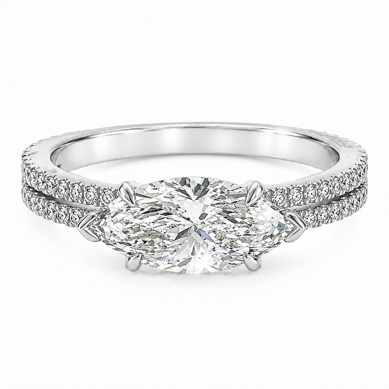 East-West Marquise Classic Split Shank Engagement Ring 71624