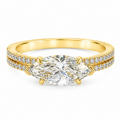 East-West Marquise Classic Split Shank Engagement Ring 71624