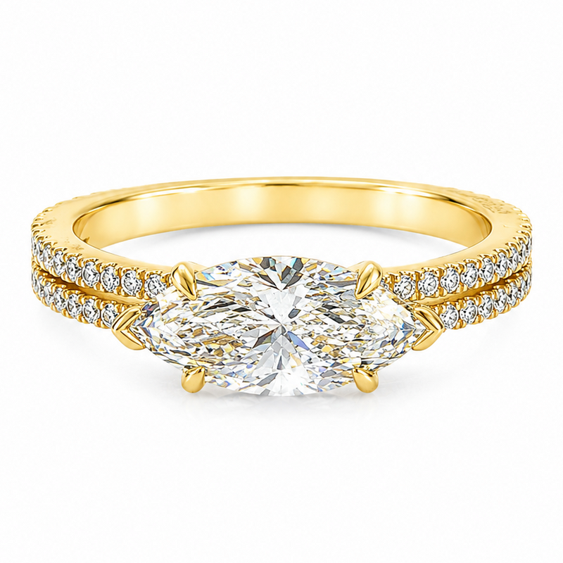 East-West Marquise Classic Split Shank Engagement Ring 71624