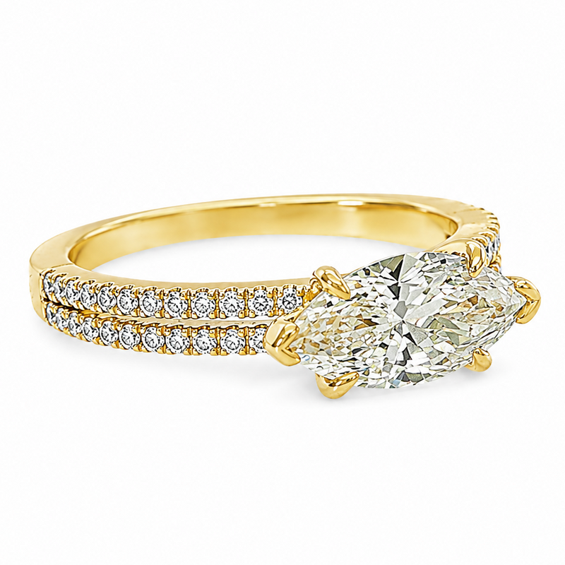 East-West Marquise Classic Split Shank Engagement Ring 71624