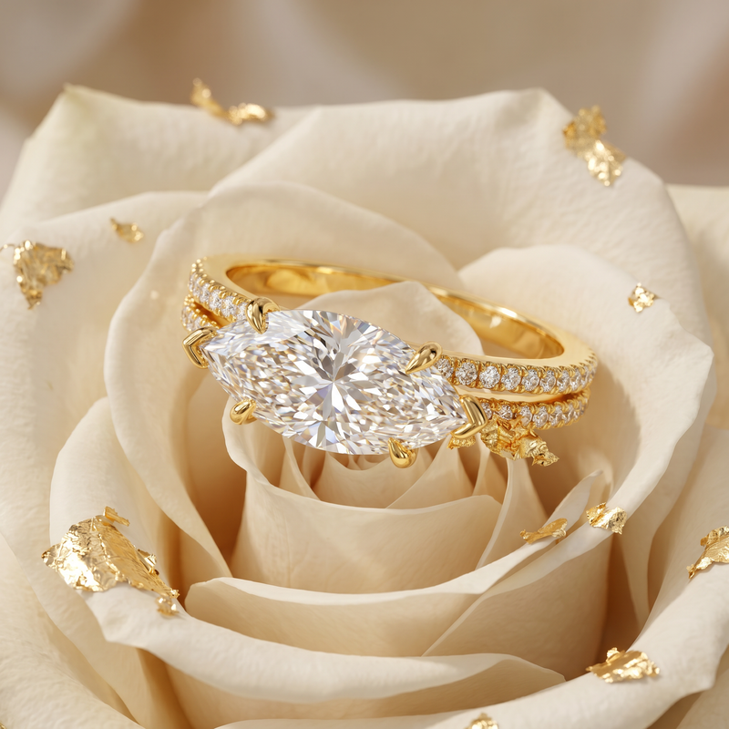 East-West Marquise Classic Split Shank Engagement Ring 71624
