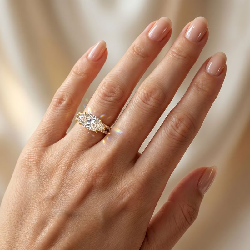 East-West Marquise Classic Split Shank Engagement Ring 71624