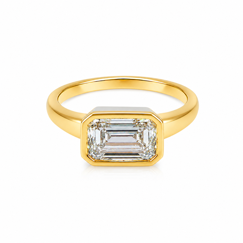 East West Bezel Emerald Ring 71523