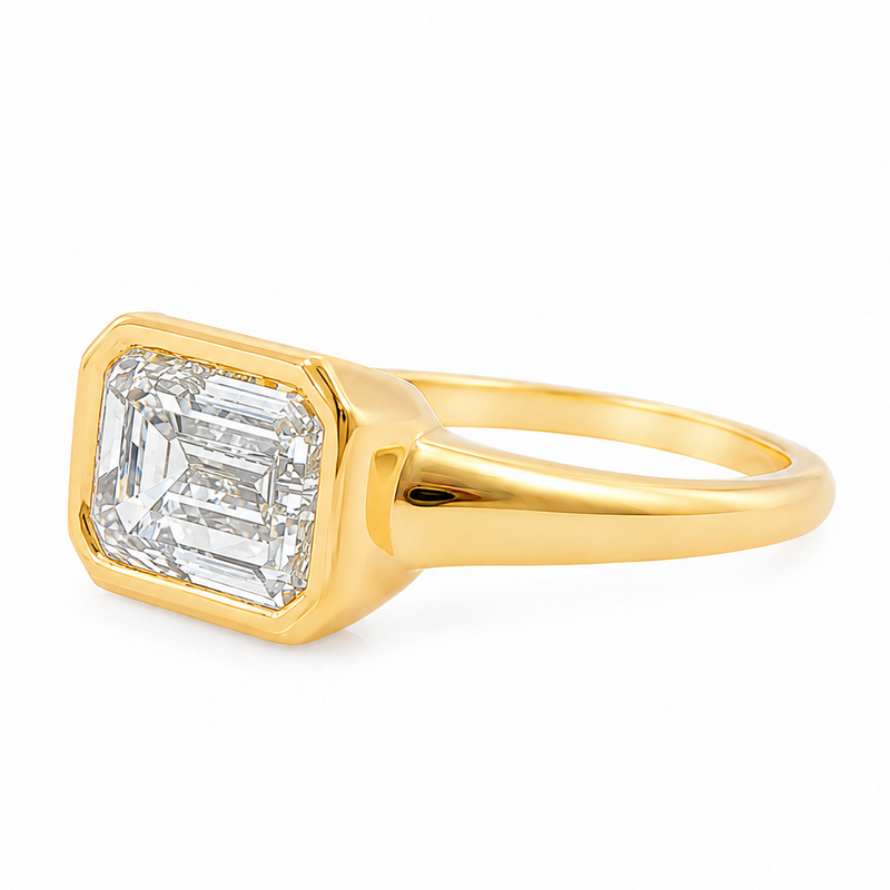 East West Bezel Emerald Ring 71523