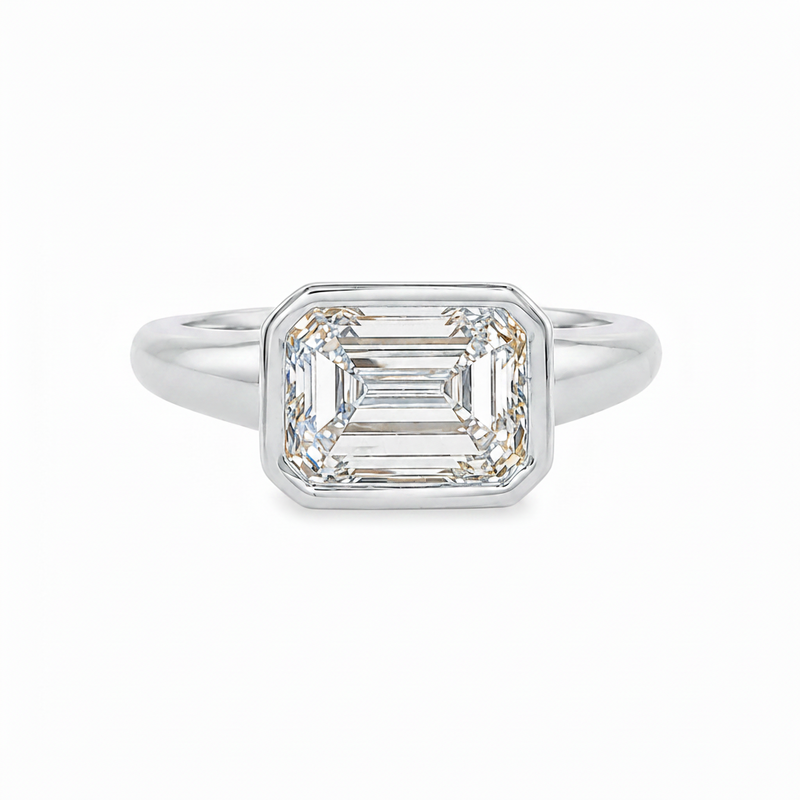 East West Bezel Emerald Ring 71523