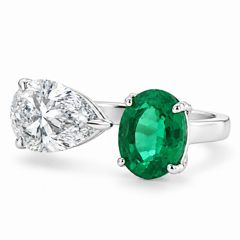 14K Gold Emerald & Diamond Ring, photo 4 of 10