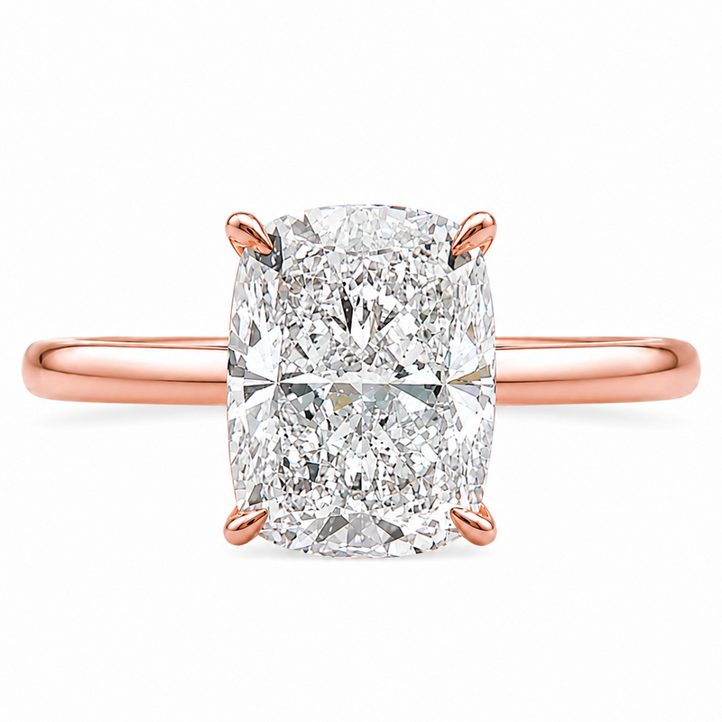 Elongated Cushion Hidden Halo Engagement Ring 71673