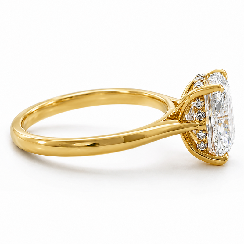 Elongated Cushion Hidden Halo Engagement Ring 71673
