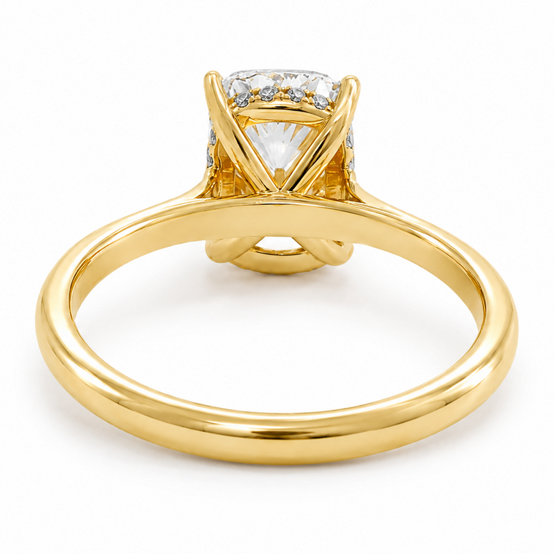 Elongated Cushion Hidden Halo Engagement Ring 71673
