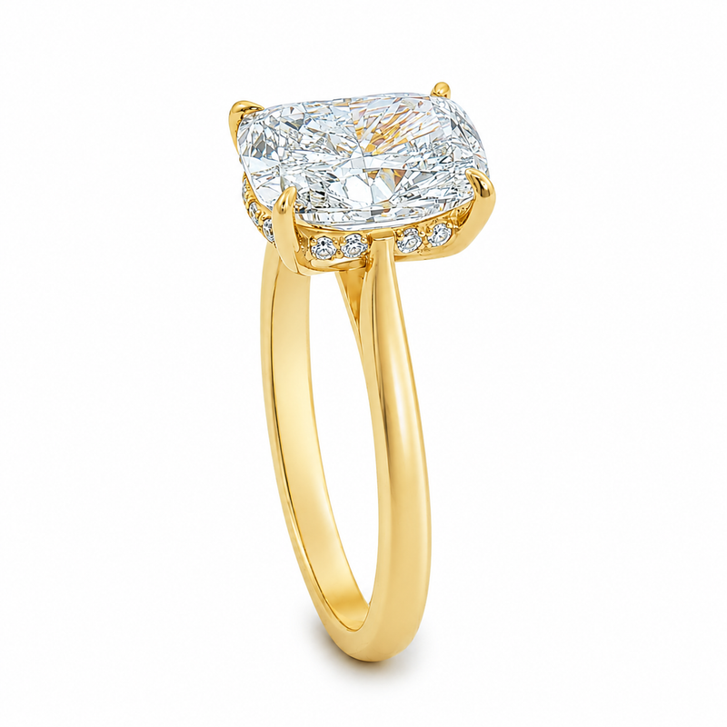 Elongated Cushion Hidden Halo Engagement Ring 71673