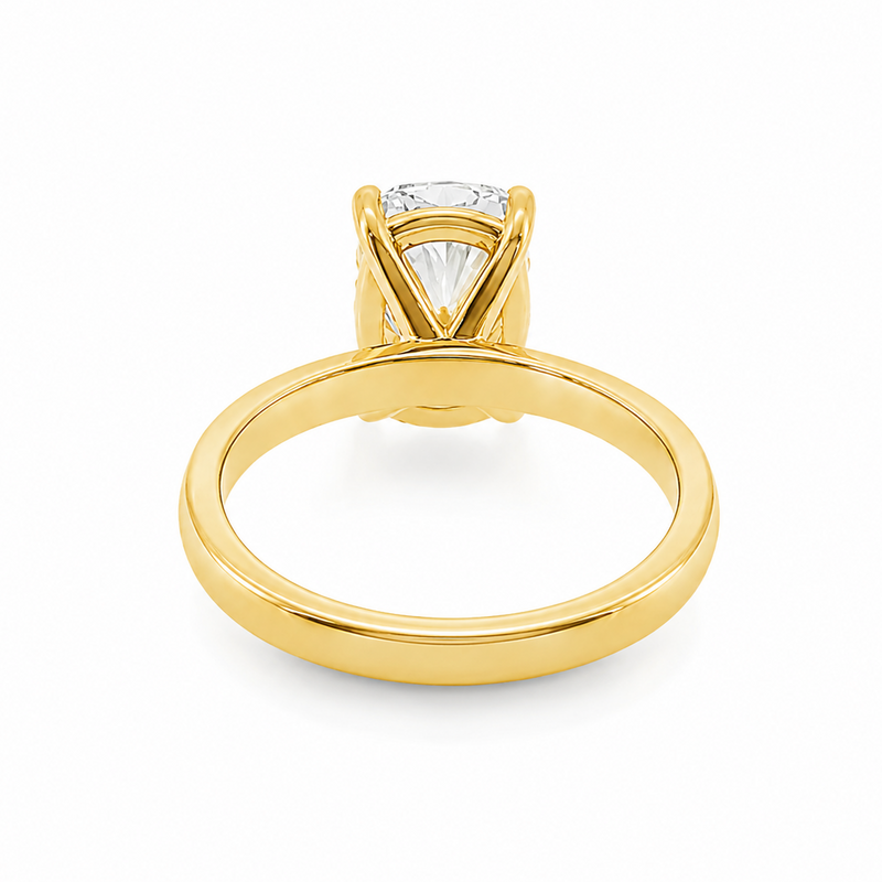 Elongated Cushion Diamond Solitaire Engagement Ring in 18K gold, view 6