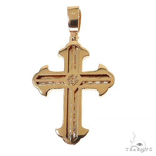 14K Gold Emerald Cut Lab-Grown Diamond Cross Pendant, photo 4 of 6