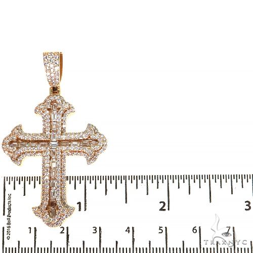14K Gold Emerald Cut Lab-Grown Diamond Cross Pendant, photo 5 of 6