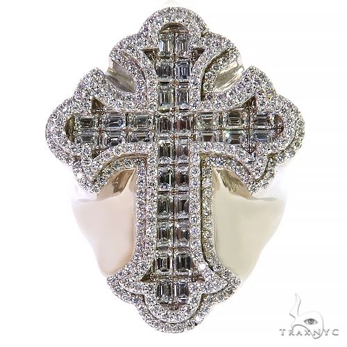 Emerald Cut Diamond Cross Ring 68770 - Image 1