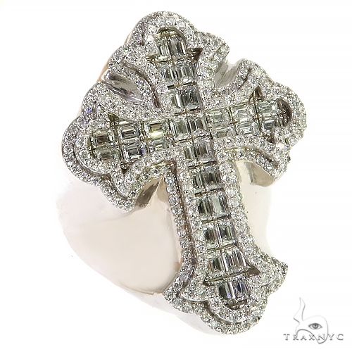 Emerald Cut Diamond Cross Ring 68770 - Image 2