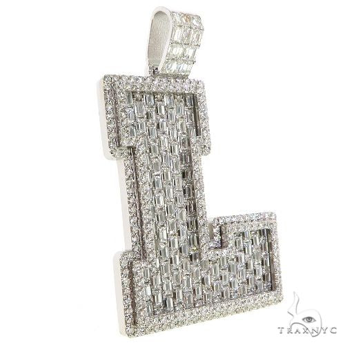 Emerald Cut Diamond Initial Pendant 68897 - Image 2
