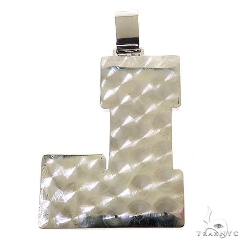 14K Gold Emerald Cut Lab-Grown Diamond Initial Pendant, photo 4 of 7