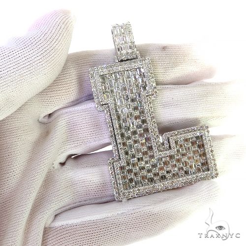 14K Gold Emerald Cut Lab-Grown Diamond Initial Pendant, photo 7 of 7