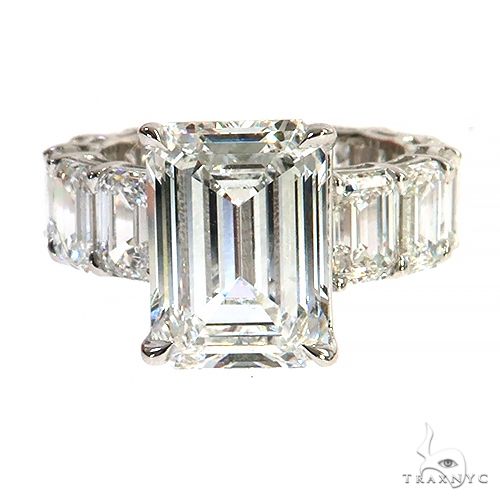 Emerald Cut Eternity Diamond Engagement Ring Lab 69140 - Image 2