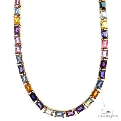 Emerald Cut Rainbow Tennis Chain 69475 - Image 1