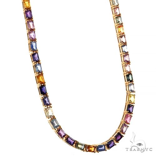 Emerald Cut Rainbow Tennis Chain 69475 - Image 2