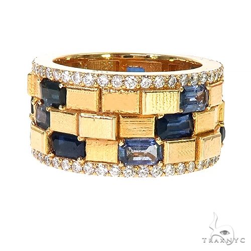 Emerald Cut Sapphire Diamond Brick Ring 67227 - Image 1