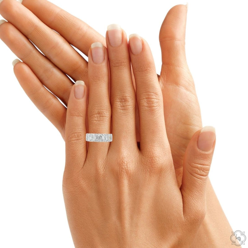 Platinum 15.51 Ctw Emerald Lab-Grown Diamond Eternity Band, view 8