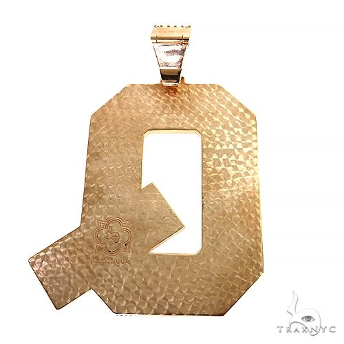 14K Gold Emerald Diamond Initial Pendant -XXL- Lab, photo 4 of 7