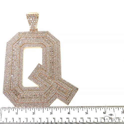 14K Gold Emerald Diamond Initial Pendant -XXL- Lab, photo 5 of 7