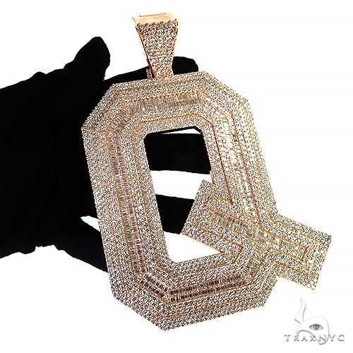 14K Gold Emerald Diamond Initial Pendant -XXL- Lab, photo 7 of 7