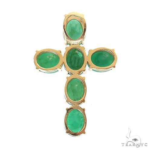 10K Gold Emerald Enchantment Sacred Cross Pendant, photo 3 of 6