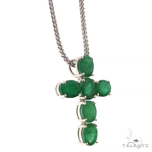 Emerald Enchantment Sacred Cross Pendant Set .925 Silver 69681 - Image 2