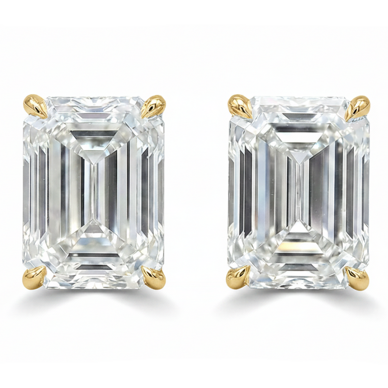 3 Ctw Emerald-Cut Diamond Studs (Lab) 71334